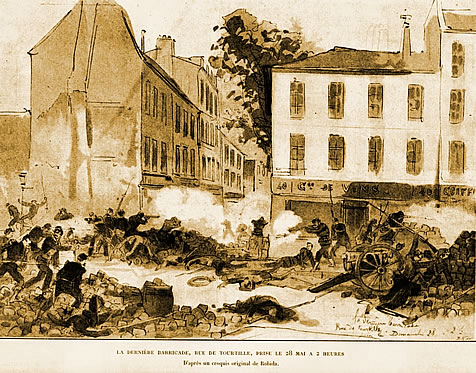 La barricade des rues Tourtille, Ramponneau et Belleville, le 28 mai 1871.