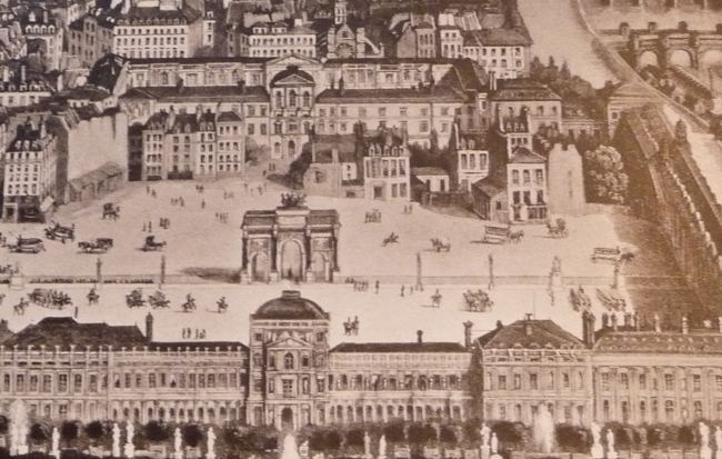 Vue du quartier des Tuileries en 1846. Il est bien difficile de repérer l'impasse du Doyenné.