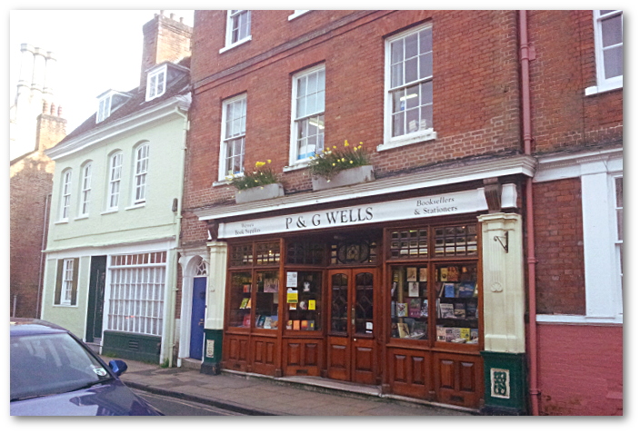 Au 11 College street, la librairie P & G Wells, librairie et atelier de reliure Burdon à l'époque de Jane Austen.